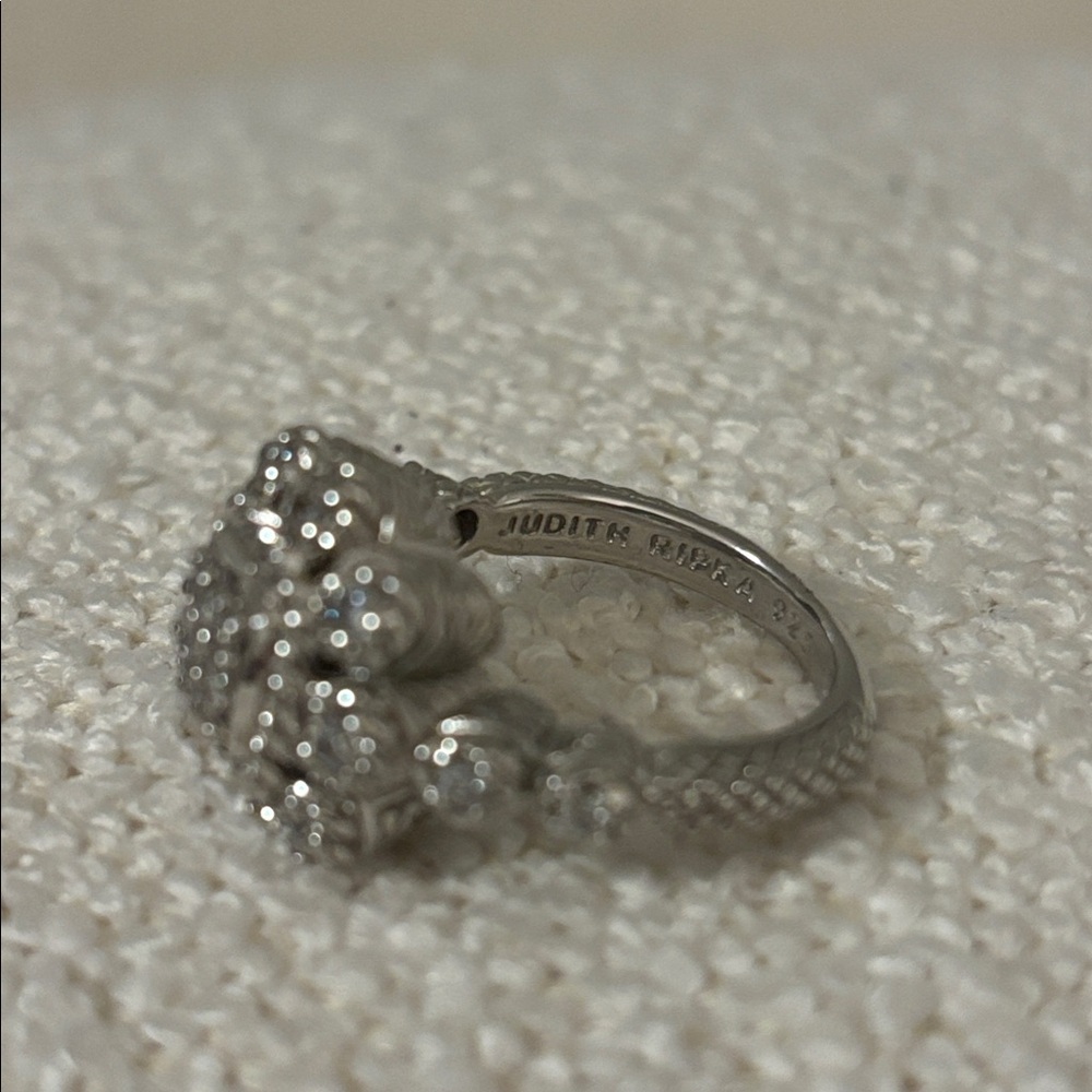 Judith Ripka Sterling Silver Floral Cluster Ring with Clear CZ Stones - Picture 2 of 6